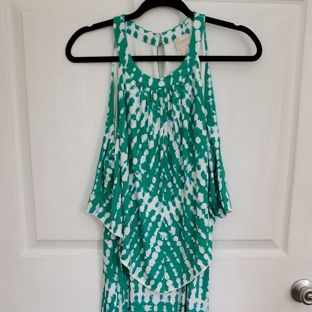 Chicos Green Bib Maxi Dress